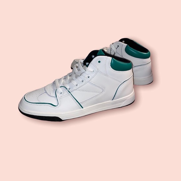 NWT!!!ZARA White+ Green Leather High Top Sneakers - Picture 4 of 4